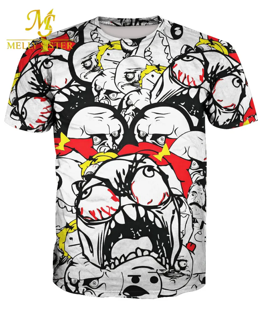 Summer Style Men Troll Face T Shirt Vibrant Tees Internet Meme And