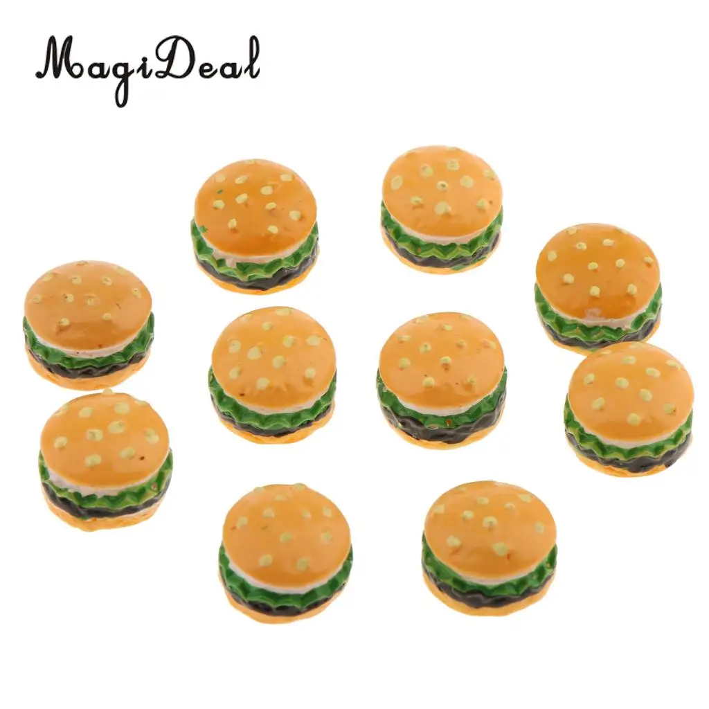 10Pcs/Lot Resin 1/12 Scale Hamburgers Bakery Dollhouse Miniature Store Breakfast Fast Food Kitchen Decor Children Toys 1.5cm