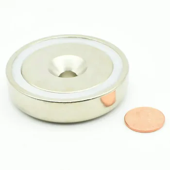

Mounting Magnet Diameter 60mm Clamping Pot with Countersunk Screw Hole Large Neodymium Permanent Strong Holding Pulling Up 1pcs