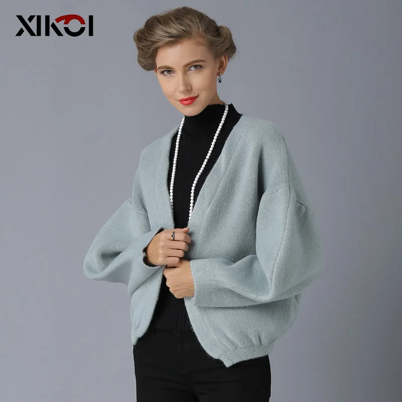 XIKOI женская джинсовая куртка однотонный кардиган с круглым вырезом женское