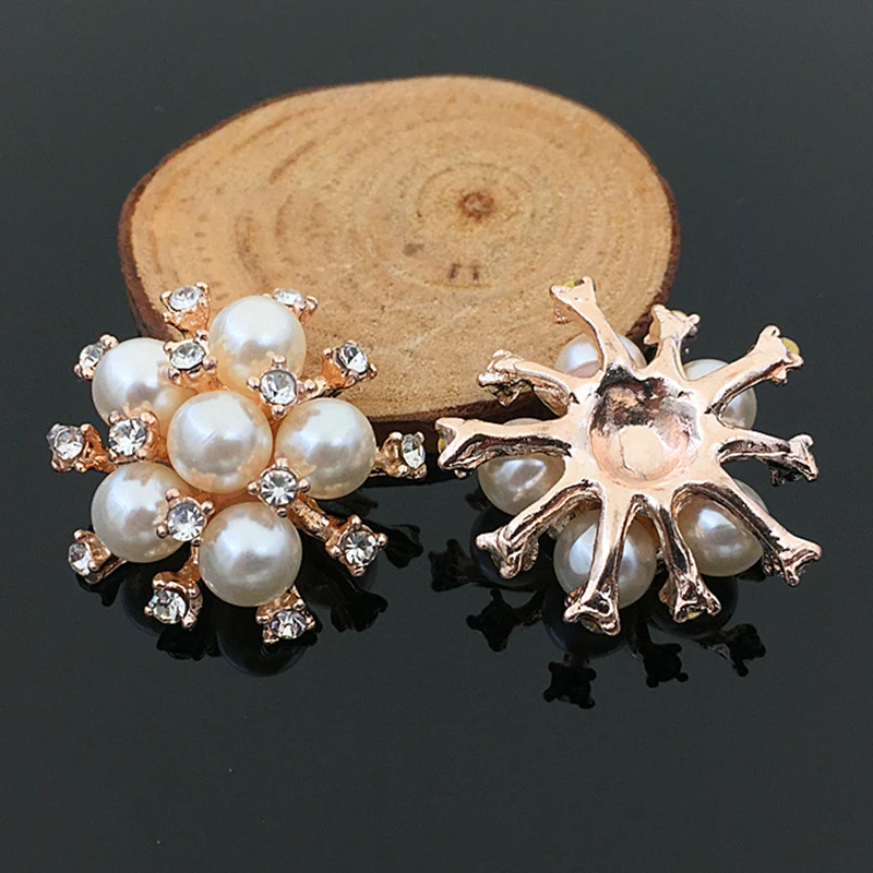 

2016New 60Pcs Pearl Flower Rhinestones Button for DIY Hair accessories HZ260