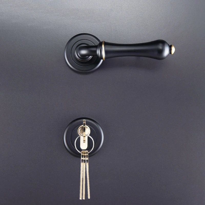  1Set Rural Style Silent Brass Door Lock Handle with Key for Interior Room Living Room/Bedroom/Bathr - 33044628582