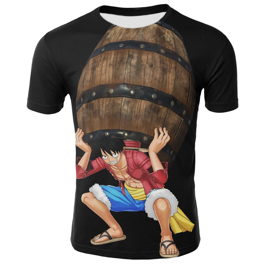 Одна штука Luffy Wanted заказ футболка лайкра с коротким рукавом мужчины аниме Свободный мультфильм футболка крутые топы футболки Harajuku уличная