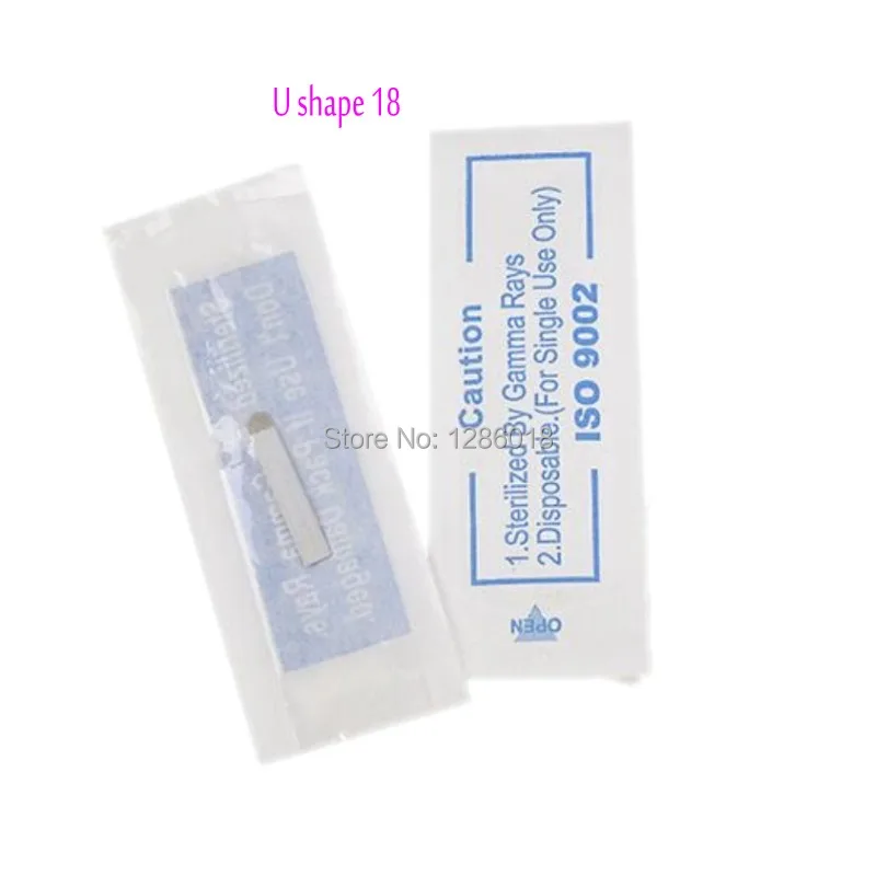 

100 PCS 18 Pin U Shape Tattoo Needles Permanent Makeup Eyebrow Embroidery Blade For 3D Microblading Manual Tattoo Pen