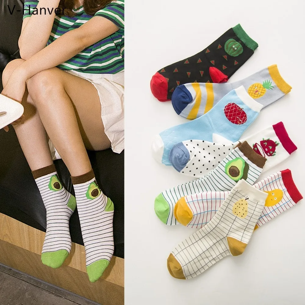 

Fashion Harajuku Solid Color Letter Short Socks Women Cute Fruit Funny Socks Casual Cotton Ankle Happy Socks Kawaii Avocado Pear