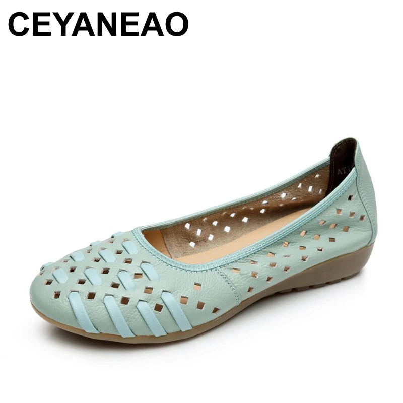

CEYANEAO Women Shoes Woman Fashion Genuine Leather Flat Sandals Woman Casual Comfortable Soft Sandals women's wedges shoes