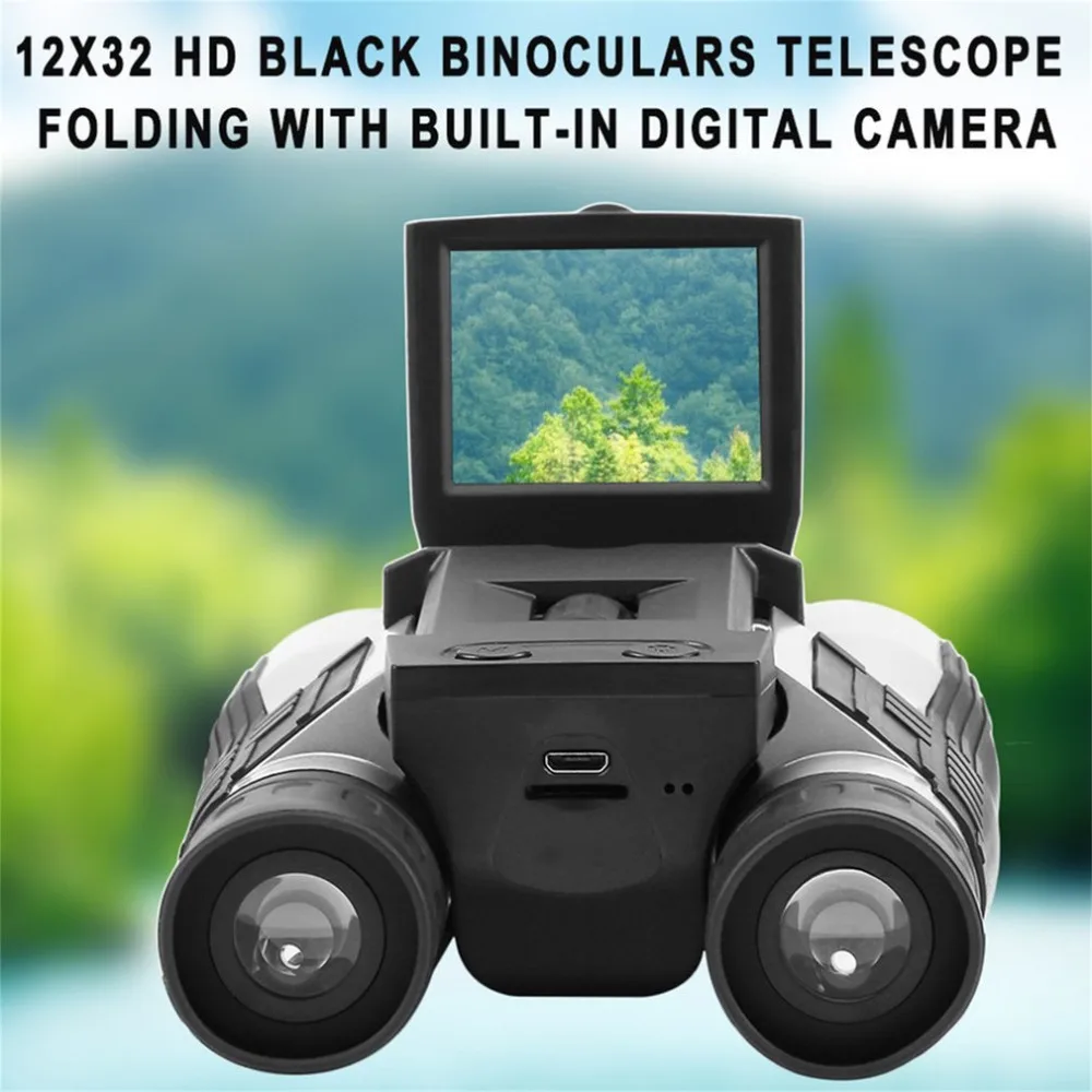 HD черный бинокль телескоп складной Full HD1080P Цифровая камера 2 0 &quotLCD 12x32 со