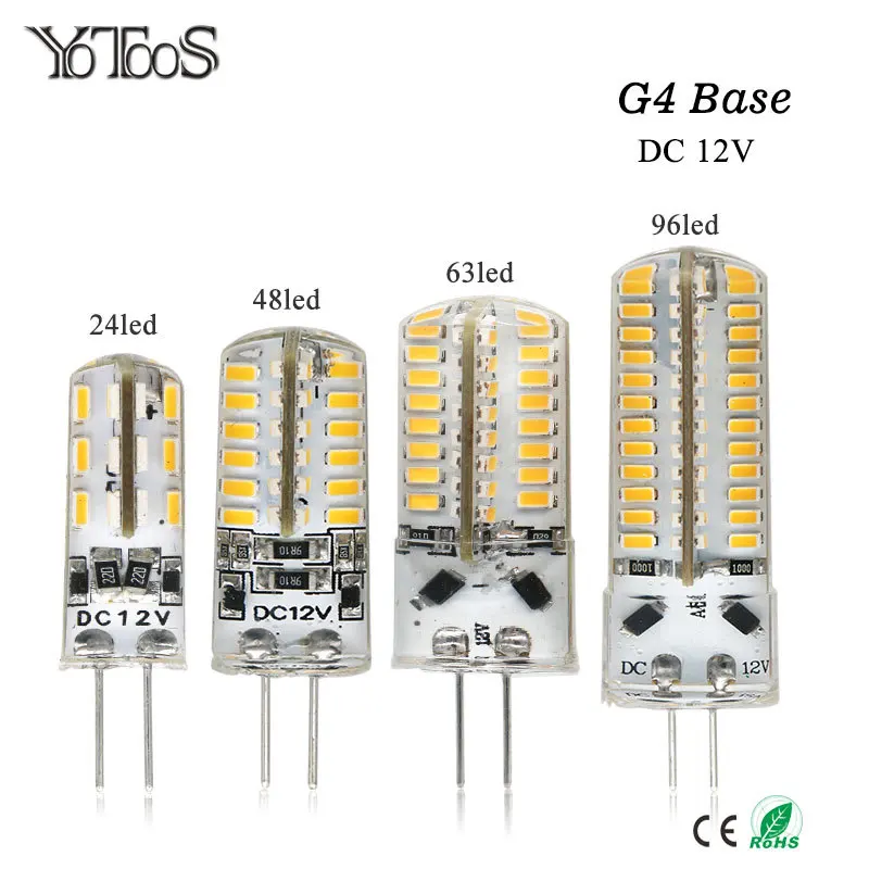 YOTOOS G4 светодиодный светильник 12V кукурузы 1 5 Вт 2 3 4 лампа 3014 360 Угол луча g4