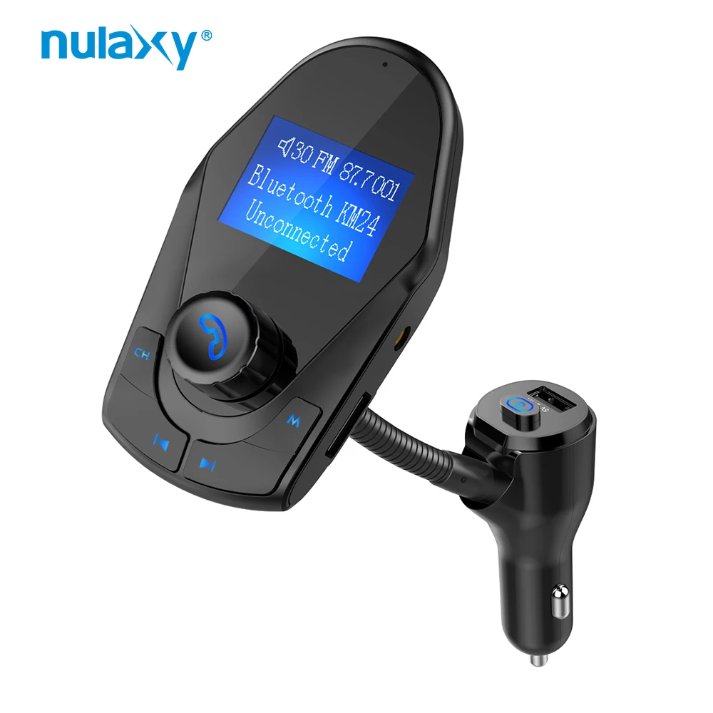 

Nulaxy FM Transmitter Bluetooth Car Kit MP3 Player Wireless FM Modulator Car Dual USB Ports With Power On/Off Switch LCD Display