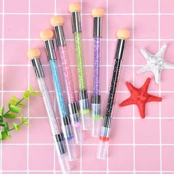 

2 Heads Gel Polish Gradual Color Transfer Rhinestone Sequins Pick Up Paint Pen Nail Art Sponge Gradient Brush Acrylic