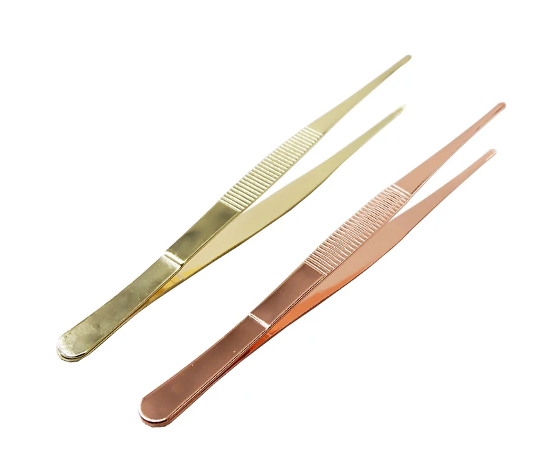 Stainless Steel Kitchen Seafood & bar Tweezer Food Tongs Tool Garnish Tongs Bar Accessories Copper/Gold Plated