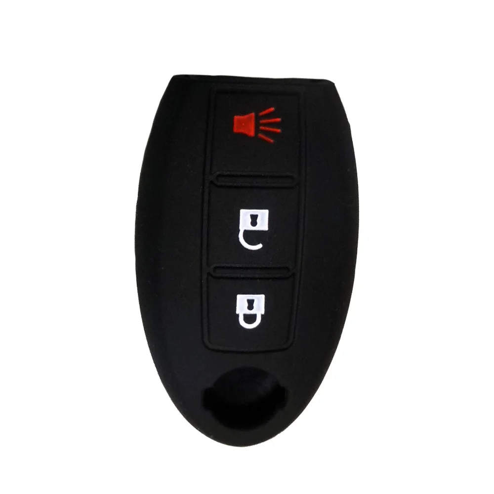 1Pusakieyy Silicone Remote Key Case Cover For Nissan X-Trail 370Z Cube Micra Qashqai Juke Leaf Tiida Cube Quest Versa 3 Button