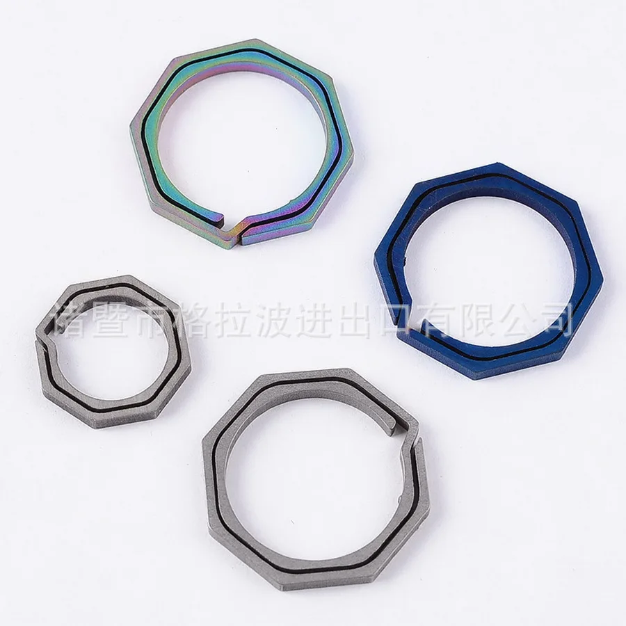 

by dhl 100pcs new Keyring Octagon Titanium TC4 Ti Hook clip kit Buckle Keychain multi tool ring edc gear camp gadget hang hike