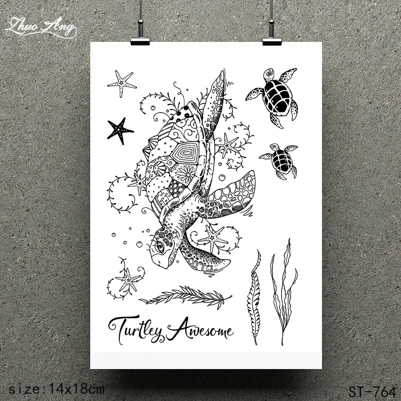 

ZhuoAng Cute Turtle / Design Clear Stamp / Scrapbook Rubber Stamp / Craft Clear Stamp Card / Seamless Stamp