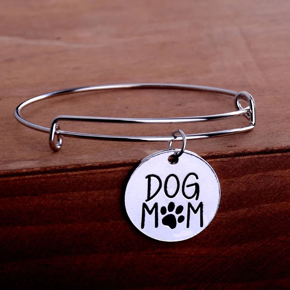 

Mama Mother Bangles Dog Mom Paws Print Pendant Charm Bangle Love Women Family Gifts Mommy Bracelet Jewelry Mother's Day Presents
