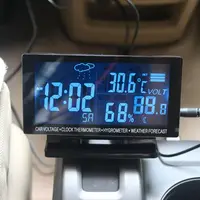 Лидер продаж, ЖК-дисплей, автомобильные часы-термометр, гигрометр, цифровой автомобильный измеритель температуры, погода, для внутреннего и наружного использования - изображение