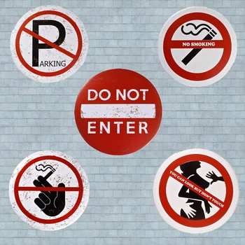 

Vintage Metal Tin signs Warning don't do something sign Round Metal Poster Restaurant Coffee Cafe Wall Stickers Decor