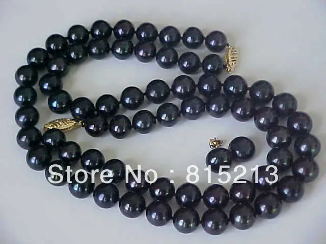 

ddh00711 stunning 10-11mm tahitian black pearl necklace bracelet earring Set 14K