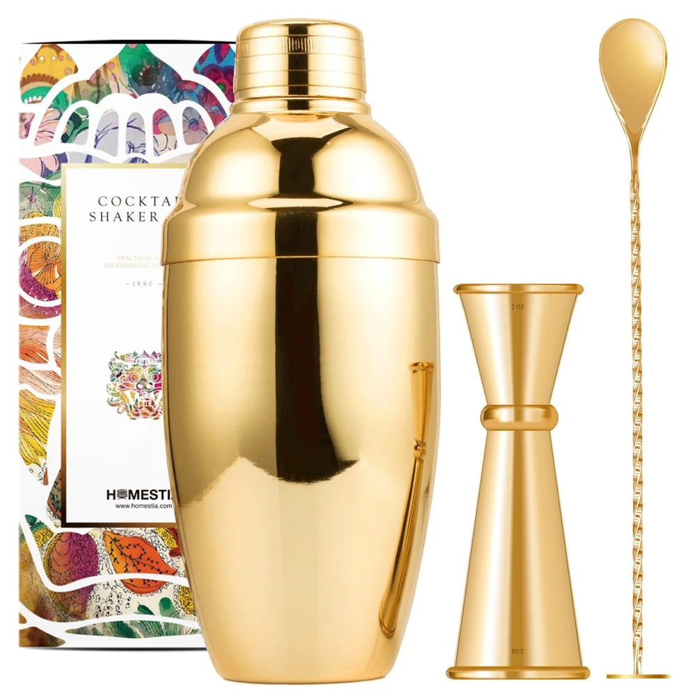 Stainless Steel Cocktail Shaker Japanese Jigger Yellow Gold