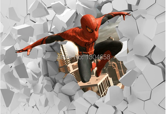 Бесплатная доставка Современная Настенная 3D картина Человек паук из отверстия
