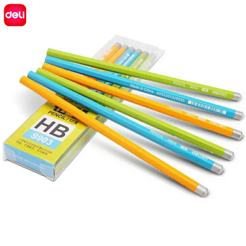 Deli 12 Pcs/set 2H Standard Pencils Six Horns Pencil for Children