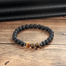 LIVVY очаровательный черный жемчуг и белый камень браслет вулканический камень браслет мужской популярный браслет драгоценный камень AS226