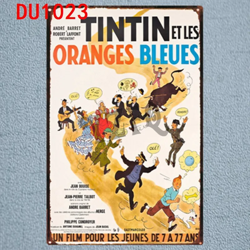 Tintin мультфильм жестяная вывеска металлическая пластина настенная паба детская комната Домашний декор вечерние винтажные железные плакаты куадро DU-1023
