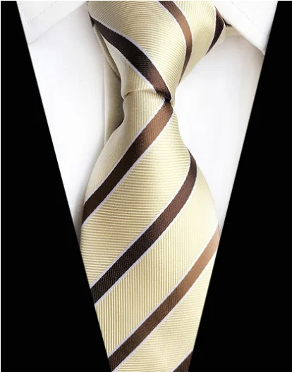 8cm Check Yellow Beige Jacquard Woven Silk Ties Mens Neck Tie Floral Plaid Striped Ties for Men Wedding Suit Business Party - Цвет: TT-10