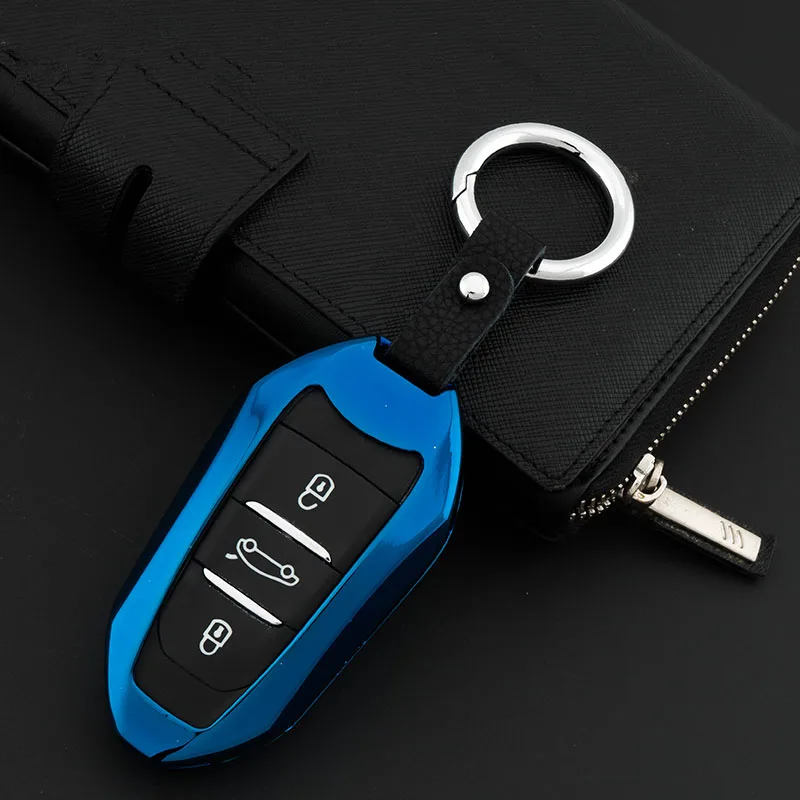 Сплав цинка ключа автомобиля чехол Брелок Shell для Citroen C2 C3 C4 C5 C6 Aircross Пикассо xsara C-Elysee C-Quatre - Название цвета: Синий
