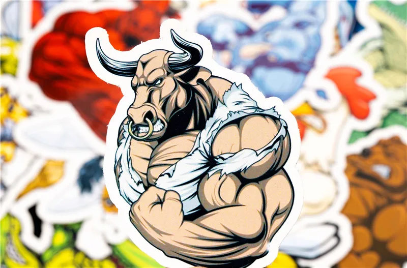 21PCS Cow Muscle Animal Cartoon Sticker Anime Graffiti Toy Sticker For Fridge Bike Laptop Luggage Guitar Skateboard Sticker (12)