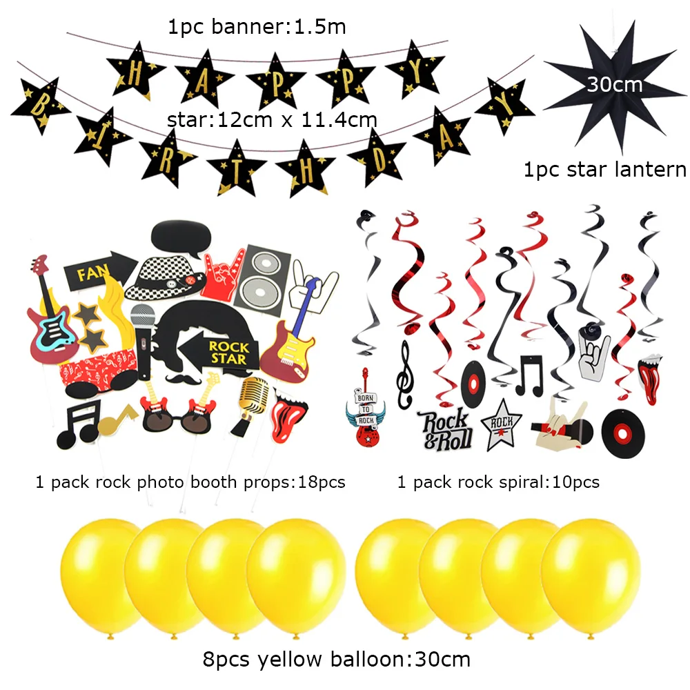 Rock Birthday Party Decoration Set Rock N Roll Photo Booth Prop Swirl Hanging Balloons Star Decor Birthday Music Party Supplies Buy At The Price Of 13 50 In Aliexpress Com Imall Com