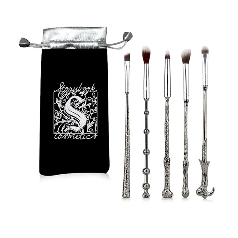 

Cartoon 5pcs Black Magic Metal Makeup Brushes Set Foundation Brush Face Powder Eyeliner Blending Cosmetic Beauty Tool Kit