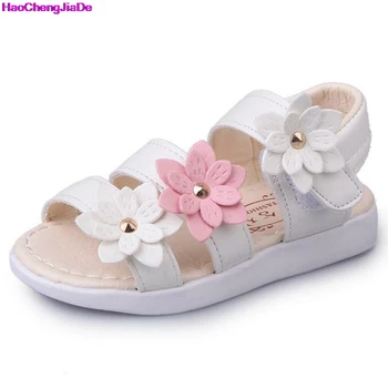 

HaoChengJiaDe Lovely Flower Shoes Fashion Girl Sandals Magic shoes Children's Shoes 2018 Summer New Children's Shoes Soft Flat