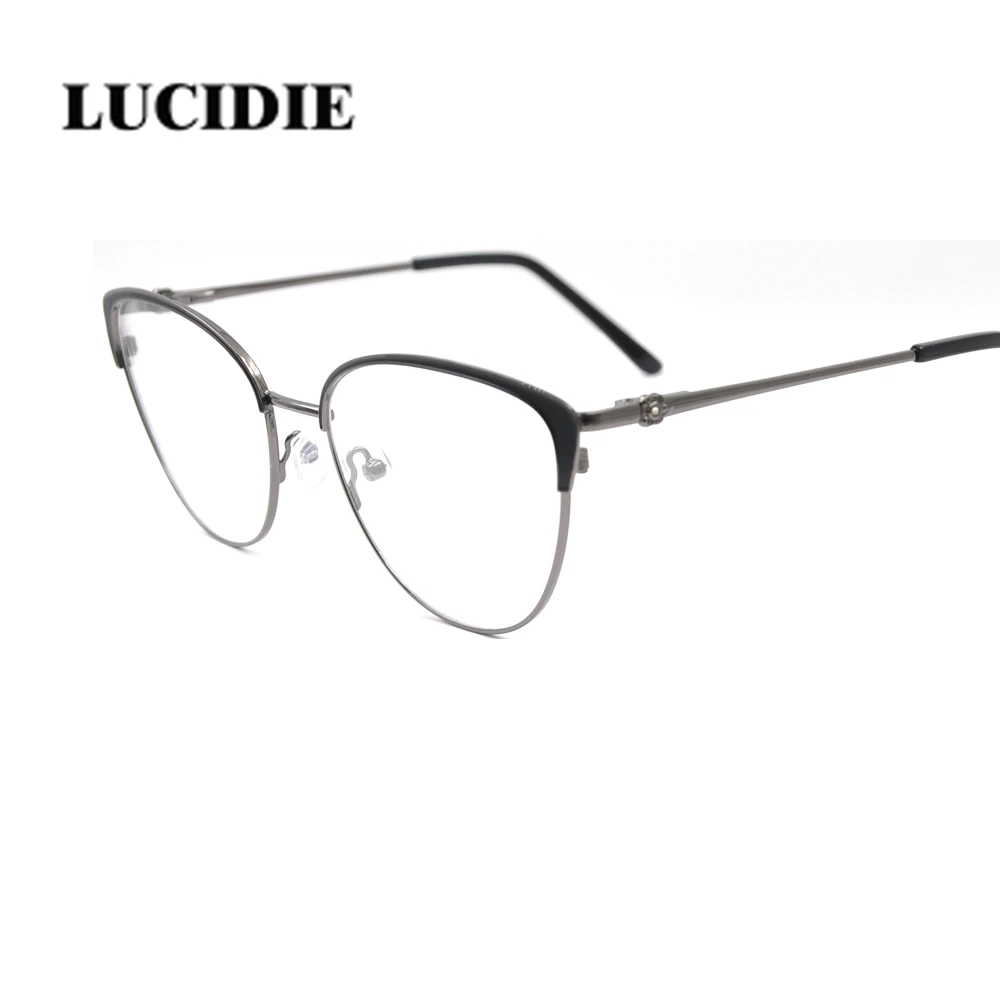 Ladies stylish large frame stainless steel glasses frame retro transparent gold frame eyeglasses - Цвет оправы: C4