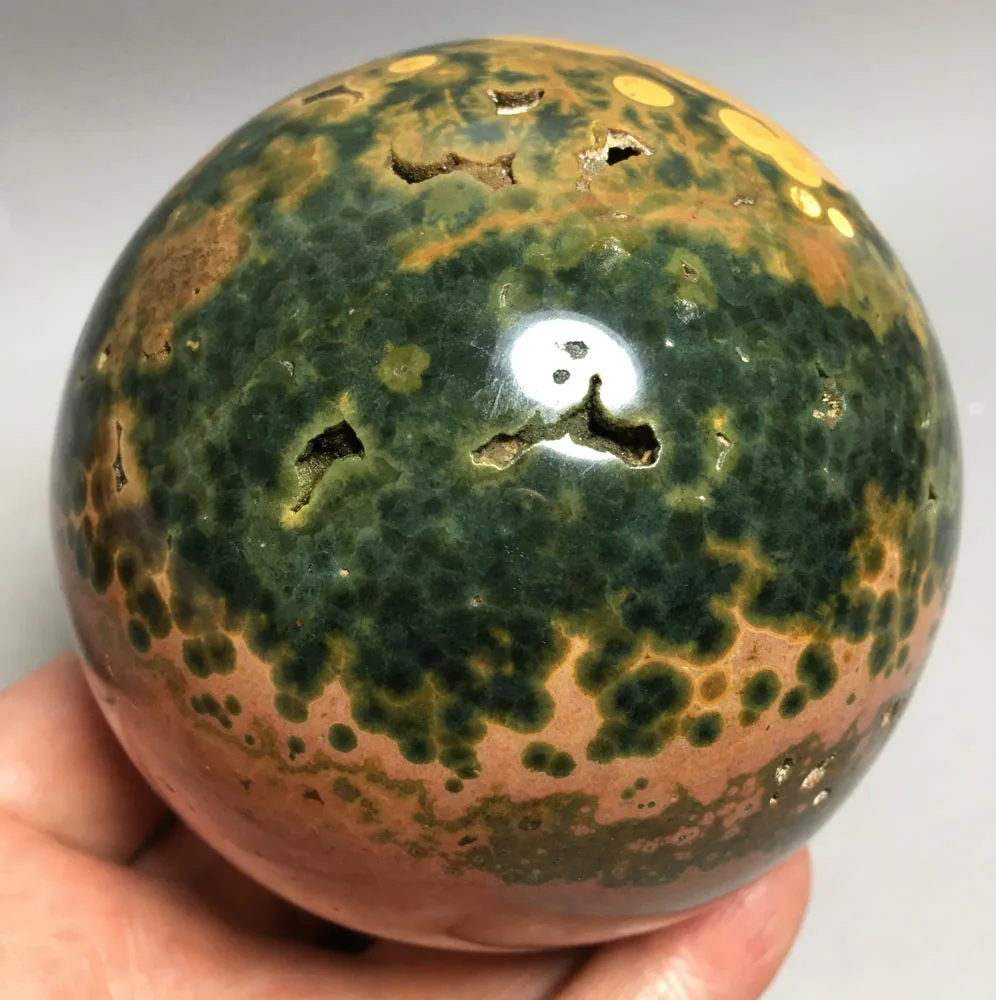 

1038g Hot sale natural quartz crystal polished energy stone ocean jasper crystal ball