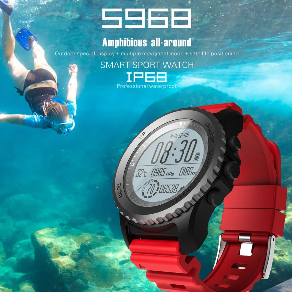 

S968 Smart Watch Bluetooth IP68 Waterproof Support Air Pressure GPS Heart Rate tracker Monitor Smart Bracelet Fitness Tracker