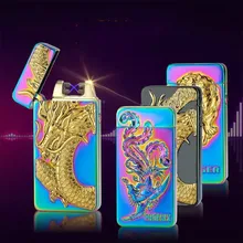 Newest usb charging electric double arc plasma lighter eletronic windproof dragon lighters for smoker cigarettes cigar gifts