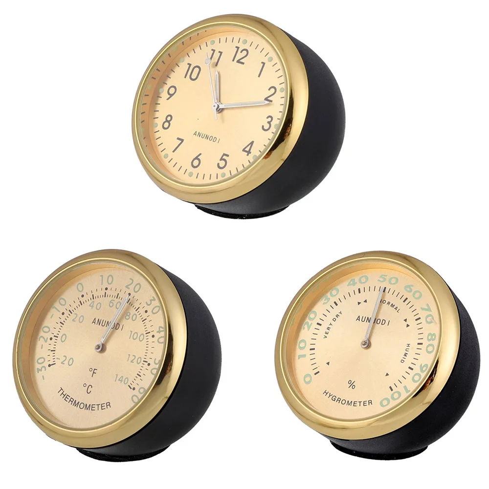 

Car Interior Clock Round Luminous Quartz Clock Mechanical Thermometer Hygrometer Meter Temperature car-styling