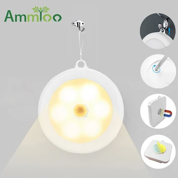 

LED Under Cabinet Light PIR Motion Sensor 6 Led Night Light Wireless Magnetic Base Closet Lamp Auto ON/OFF Smart Indoor Lighting