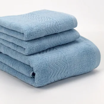 

3 Pieces Luxury Terry Cloth Combed Cotton Towel Set 2pcs Face Wash Cloth 1pc Bath Towels Bathroom Home Hotel Towel Set DropShip
