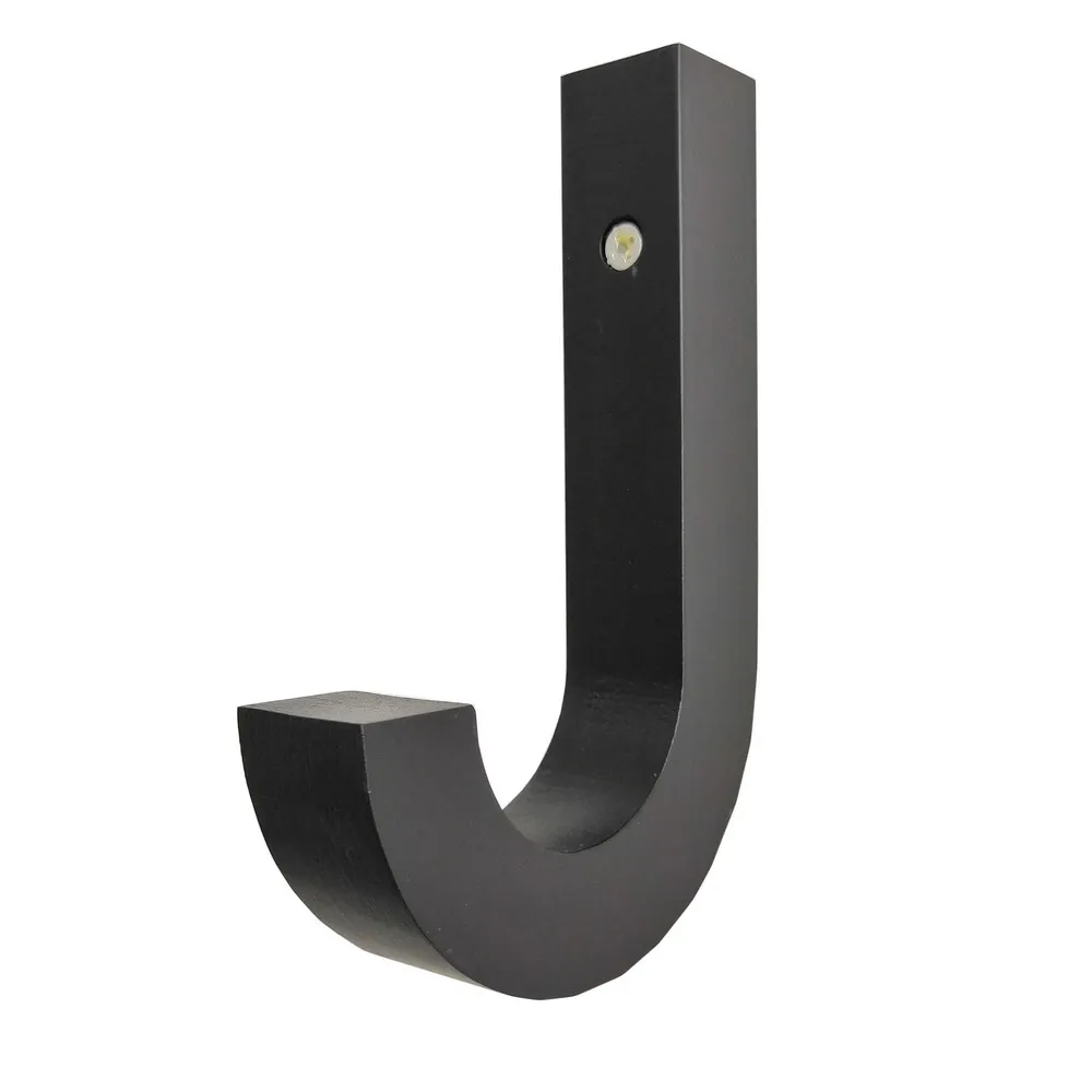 Креативный крючок, вешалка для спальни, специальная буква J дизайн, современный стиль J декоративный крючок, J деревянный крючок, несущий 10 кг - Цвет: Black