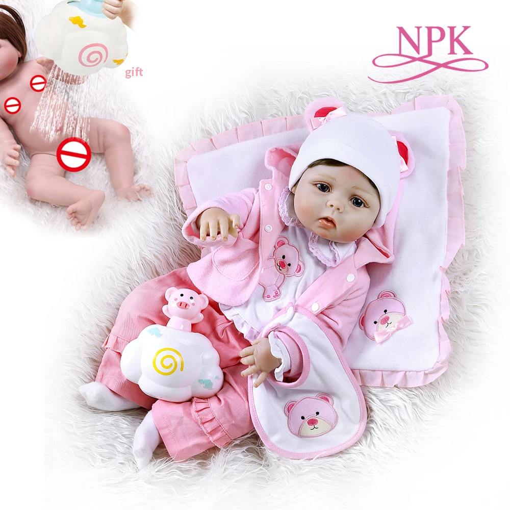 

NPK 56CM reborn toddler girl doll full body soft silicone 0-3M real baby size bebe doll reborn Bath toy Anatomically Correct