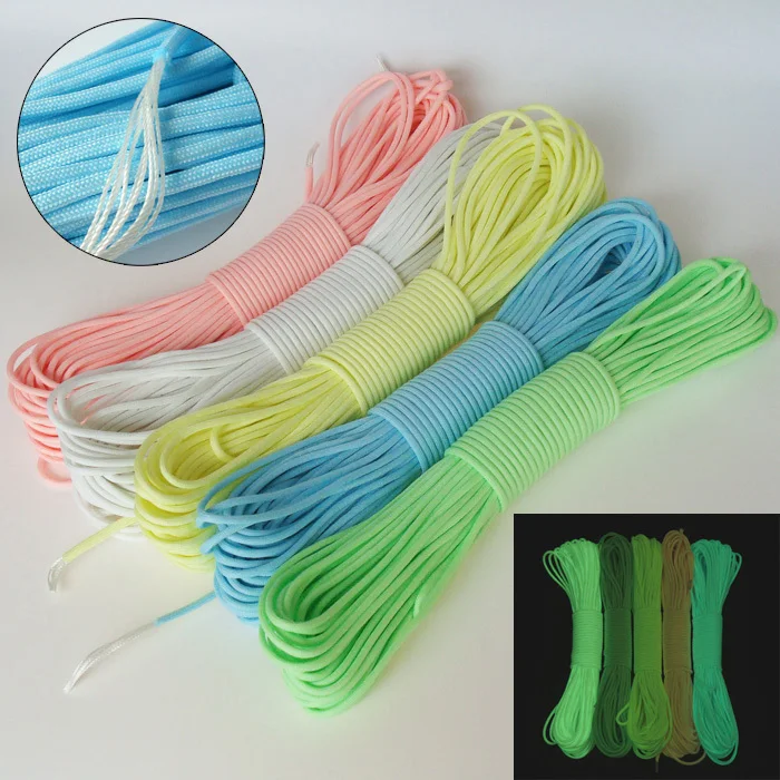 

1pcs 100FT 9 Strands Cores Glow in the dark Luminous Paracord Parachute Cord Lanyard Rope