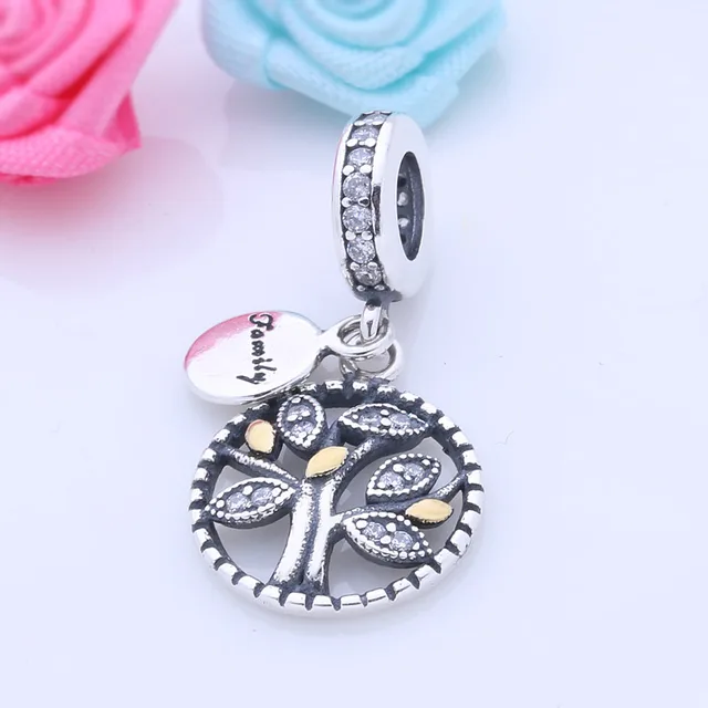 925 Sterling Argent Famille Charmes Cristal Arbre de Vie Perles Fit Pandora Bracelet Pendentif Pour Femmes berloque pulsera Bijoux