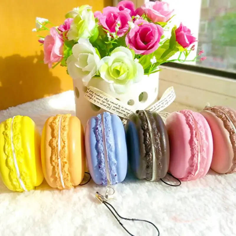 1PC Kawaii Soft Dessert Macaron Squishy Pretend Kitchen Toys Artificial Macaroons