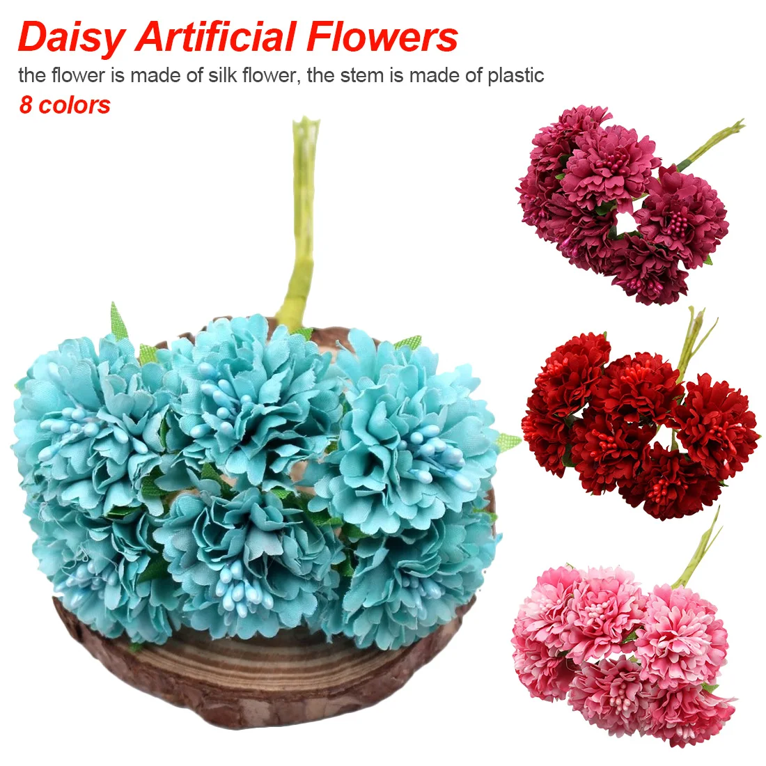 

Wedding Decoration 6pcs/bunch 3.5cm Mini Daisy Marigold Flower Bouquet Artificial Flower Home Decoration Accessories
