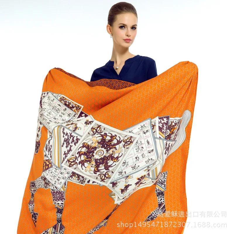 Zeima Flying Poker Horse Silk Scarf Sunscreen Shawl International Hair