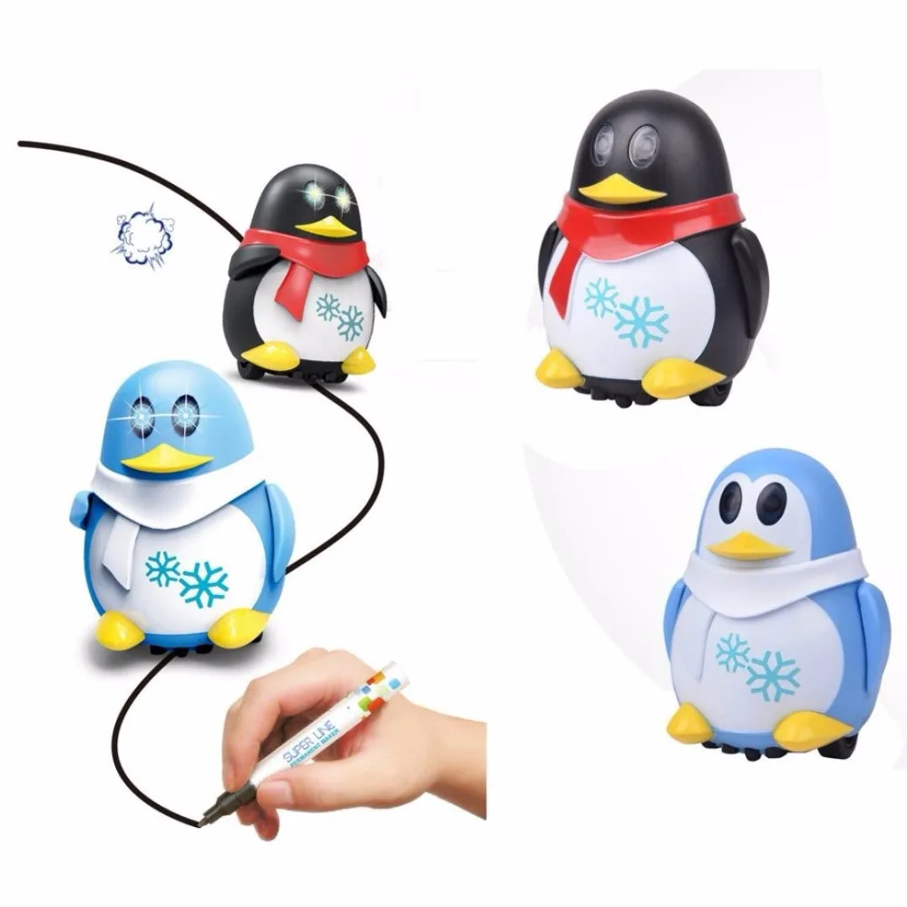 Drawn Line Magic Pet Toy Robot Pen Inductive Penguin Animal Cat Follow Black Track Map Auto Selfie Run Cute Electric Gift fo Kid