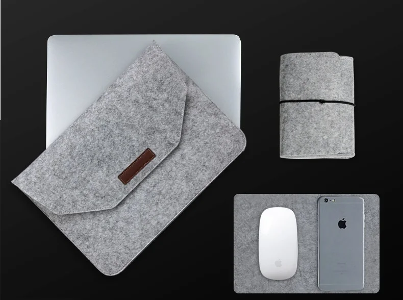 Soft For Macbook Air 11 A1465 A1370 Laptop Sleeve Wool Flet Case For Macbook Air 11 A1465 A1370 Laptop Case USB Charge Mouse Bag (4)