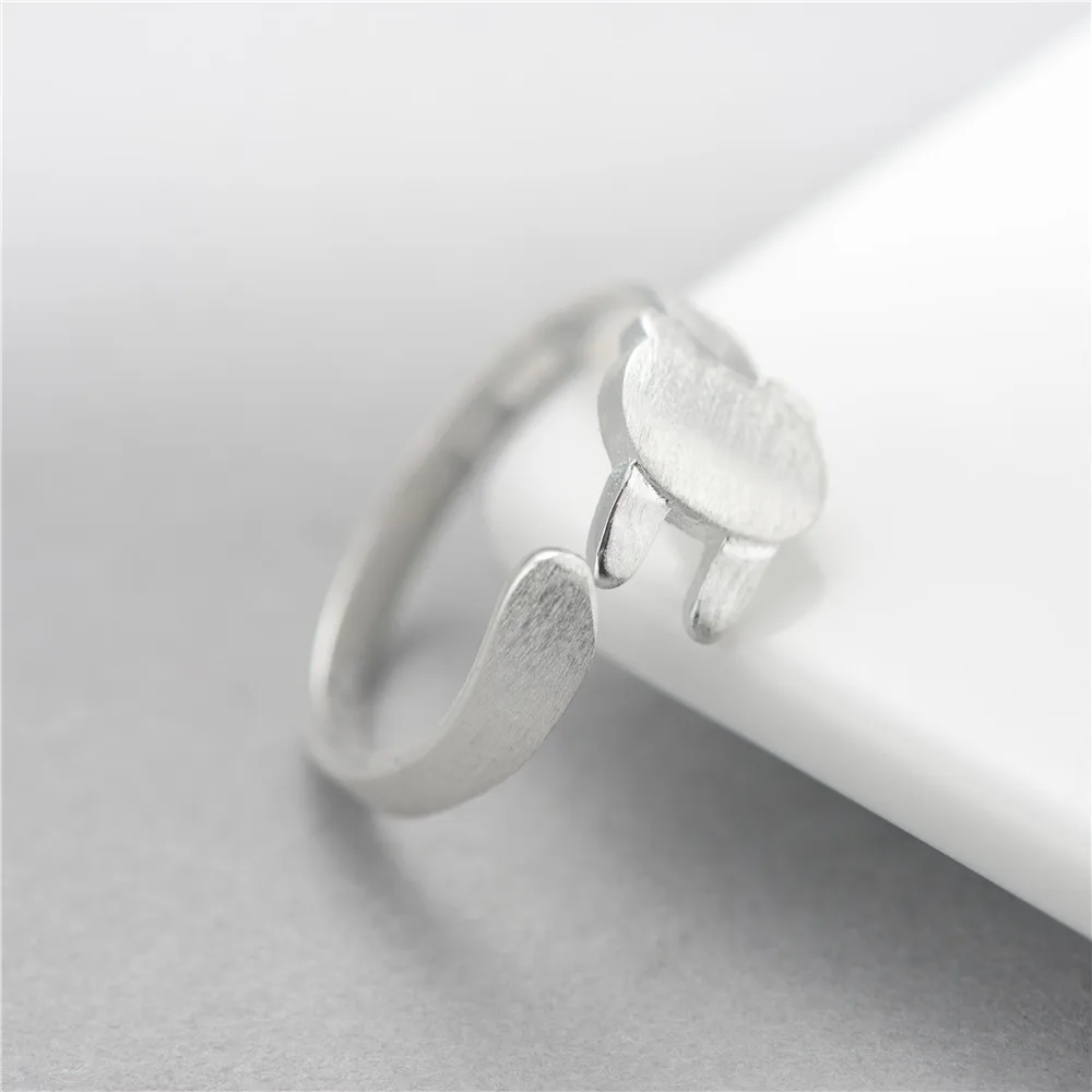 cute rabbit Rings 100% Sterling 925 silver Jewelry Vintage Adjustable rings for women gift